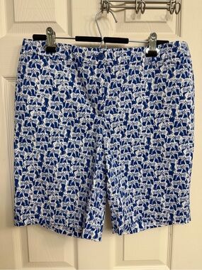 Talbots shorts- blue and white elephants pattern